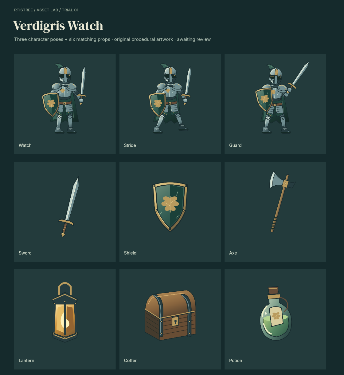 Rejected first version of the knight asset family